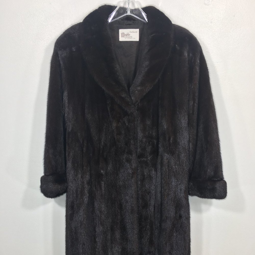 Classic MINK fur coat dark brown black Women's Medium jacket 522